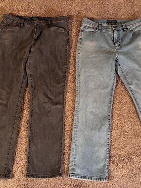 LOT OF 2 LRL Ralph Lauren Jeans Womens, Size 10P, Blue Straight Denim Stretch